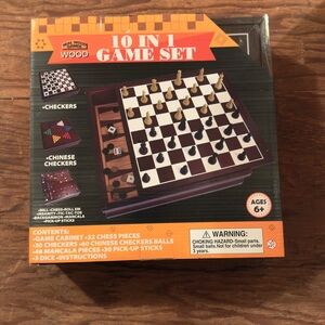 10 in 1 Wooden Game Set with Chess and Checkers